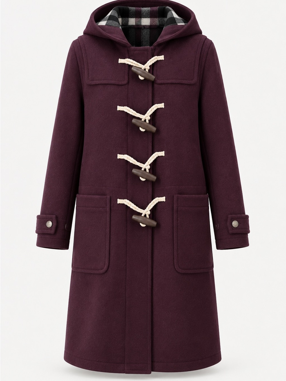 Burberry wool Belfield Hooded Duffle Coat Wine US 4